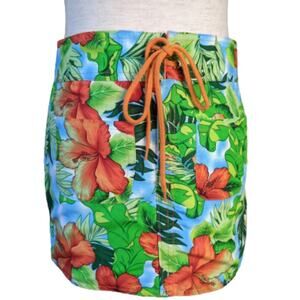 Tropical Floral Board Swim Skirt - Reversible Sz S